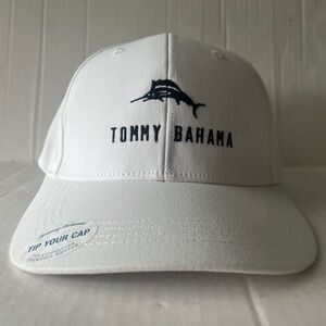 NWT Tommy Bahama White Buckle Back Ball or Golf Cap Embroidered Logo One Size